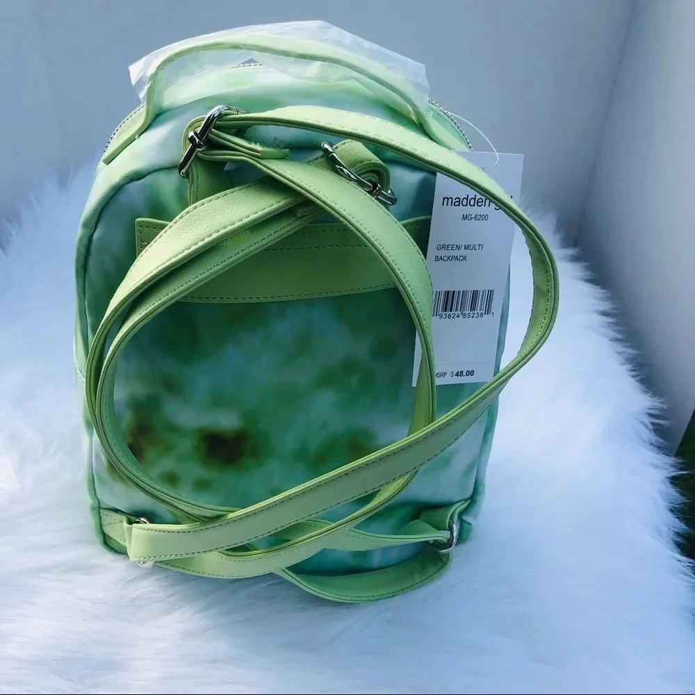 Madden Girl‎ MG-6200 Green Tie Dye Mini Backpack Silver Hardware NWT
